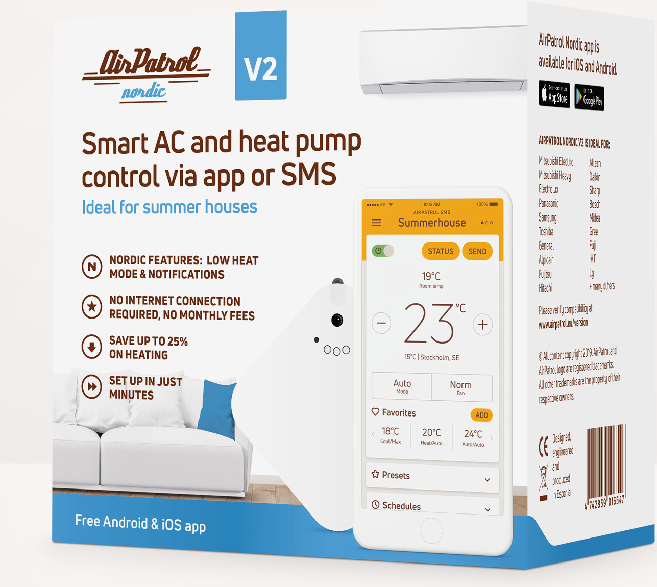 AirPatrol Nordic V2 -ilmalämpöpumpun GSM-ohjain