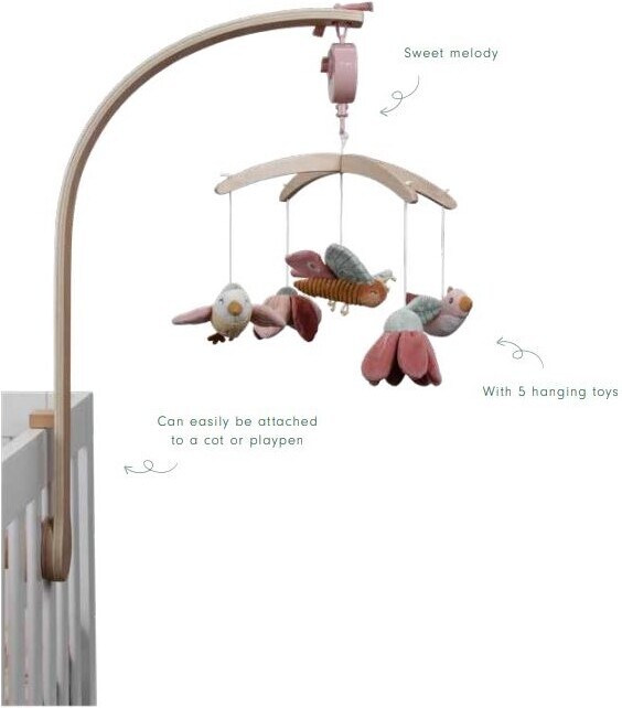 Little Dutch Flowers & Butterflies -musiikkimobile, roosa