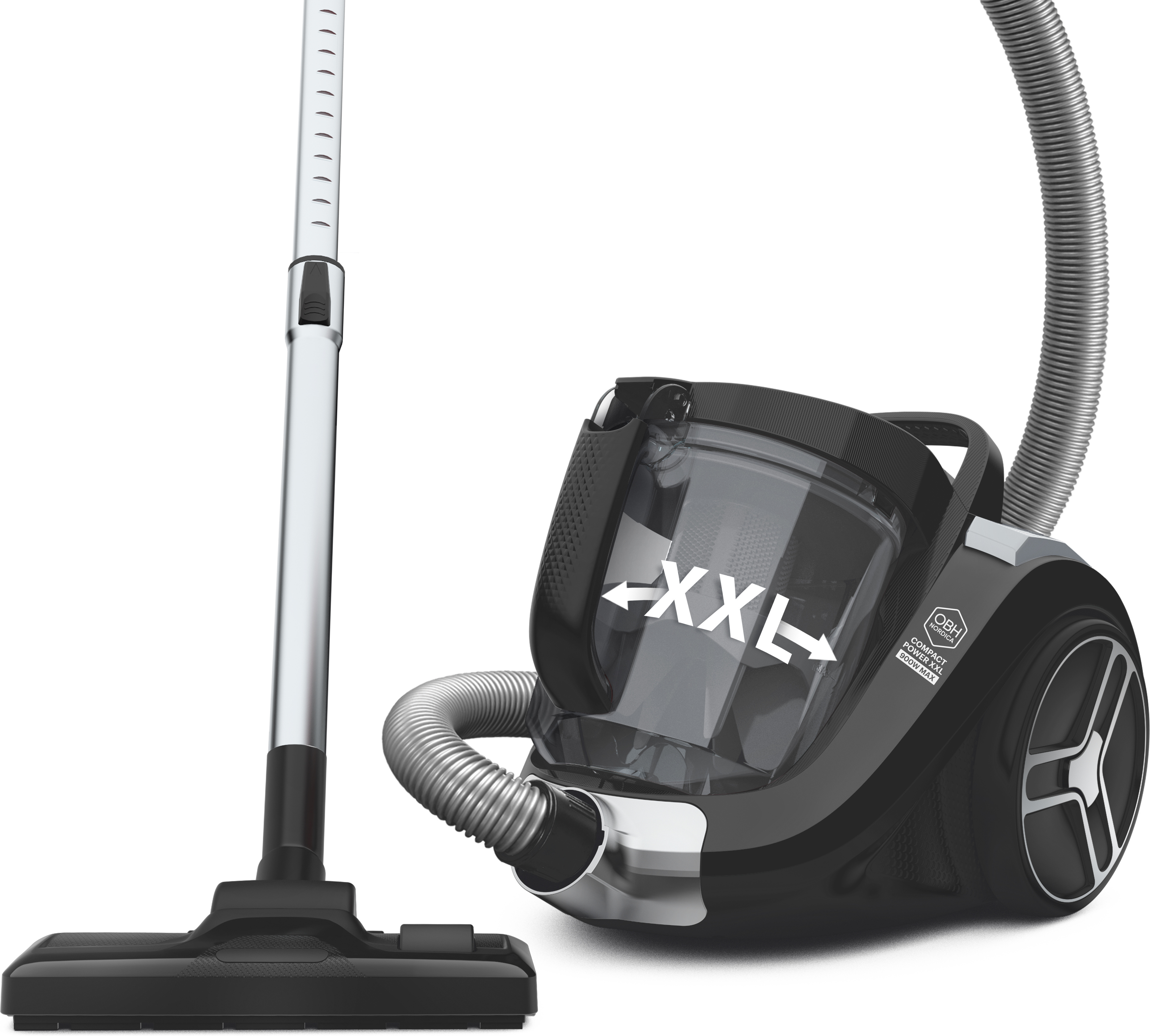 OBH Nordica Compact Power XXL Bagless -pölypussiton pölynimuri, musta