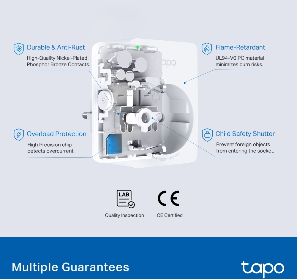 TP-LINK Tapo P110M -etäohjattava pistorasia virrankulutuksen mittauksella, Matter