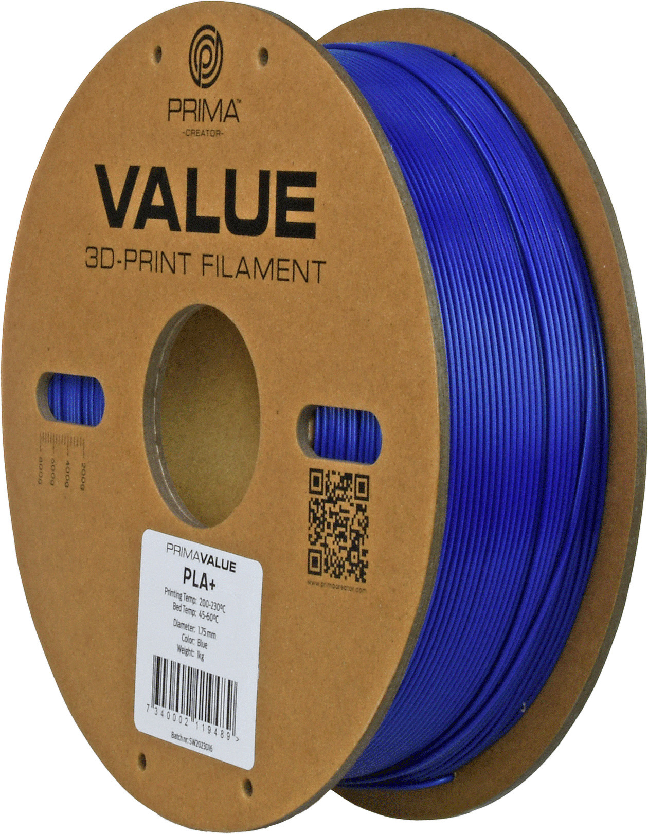 PrimaValue PLA+ -filamentti 3D -tulostimeen, 1.75 mm, sininen
