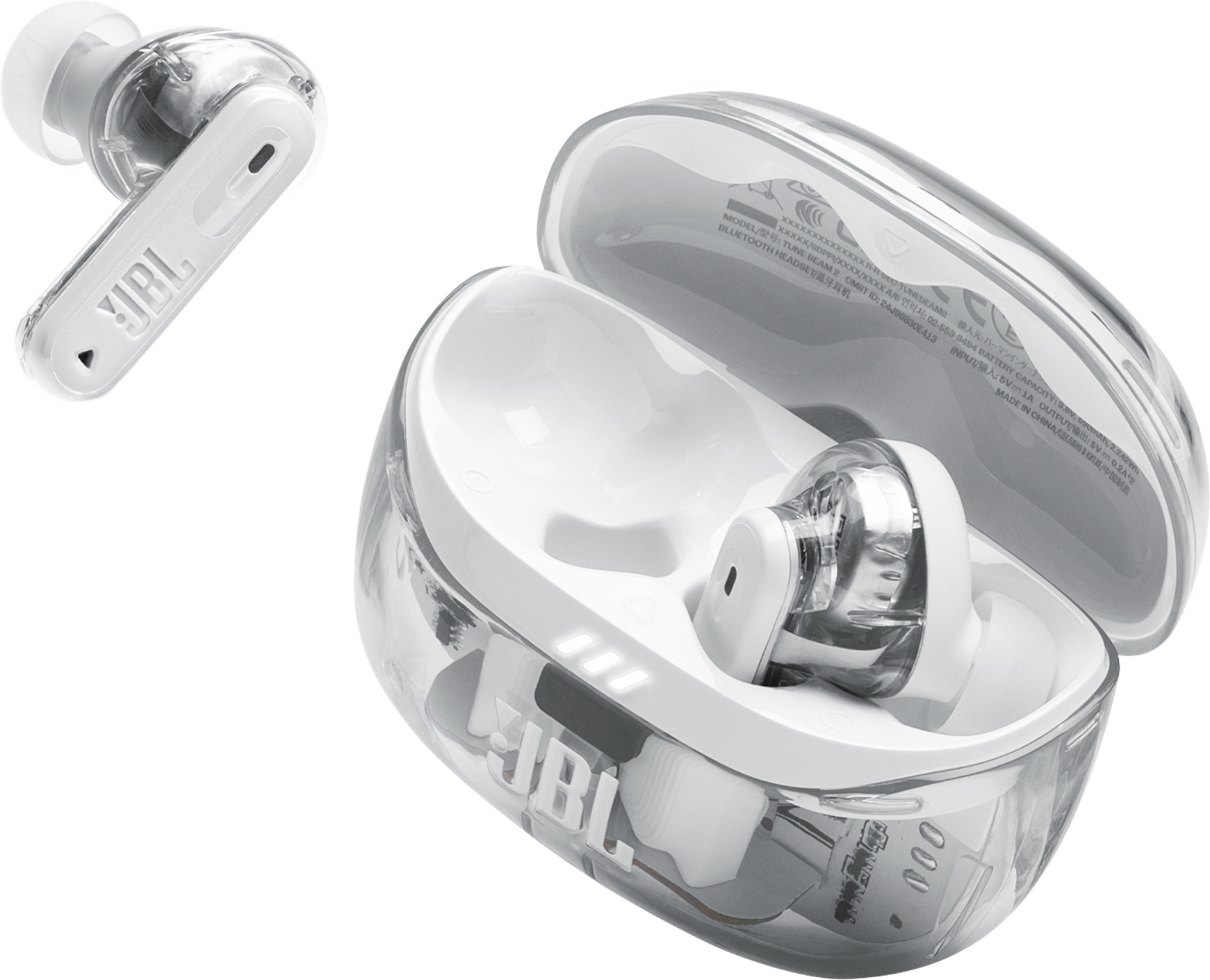 JBL Tune Beam 2 nappikuulokkeet aktiivisella melunvaimennuksella, Ghost White