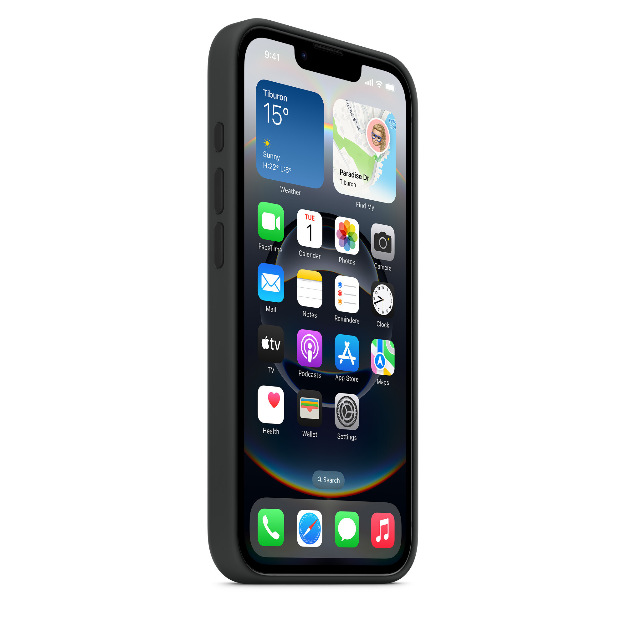 Apple iPhone 16e silikonikuori, musta (MD3N4)