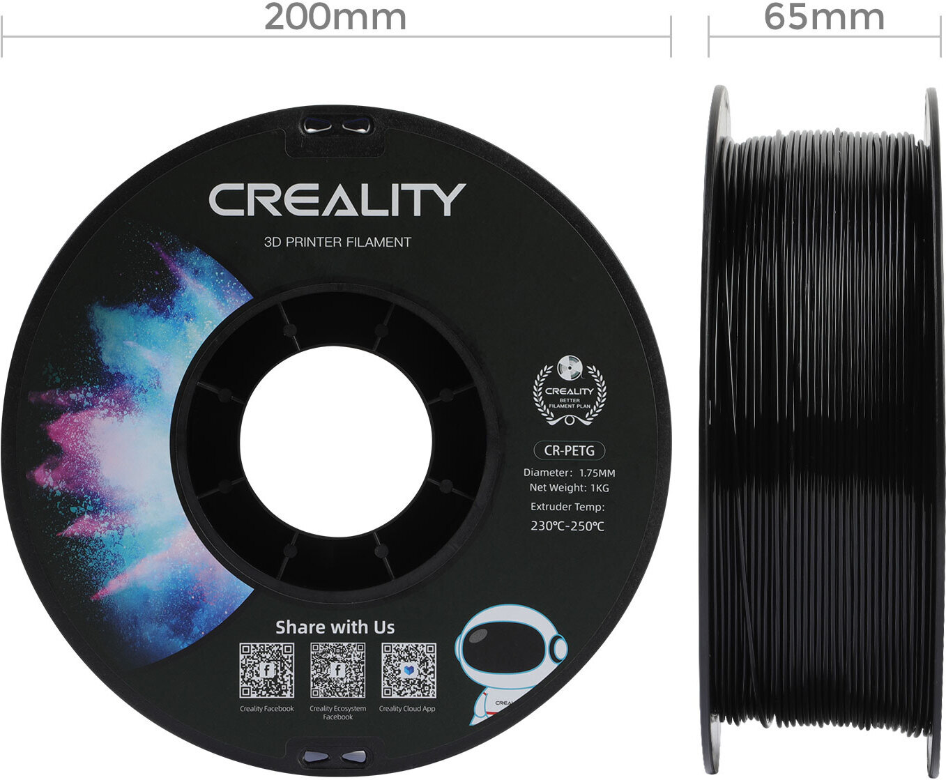 Creality CR-PETG -filamentti 3D-tulostimeen, 1.75 mm, musta