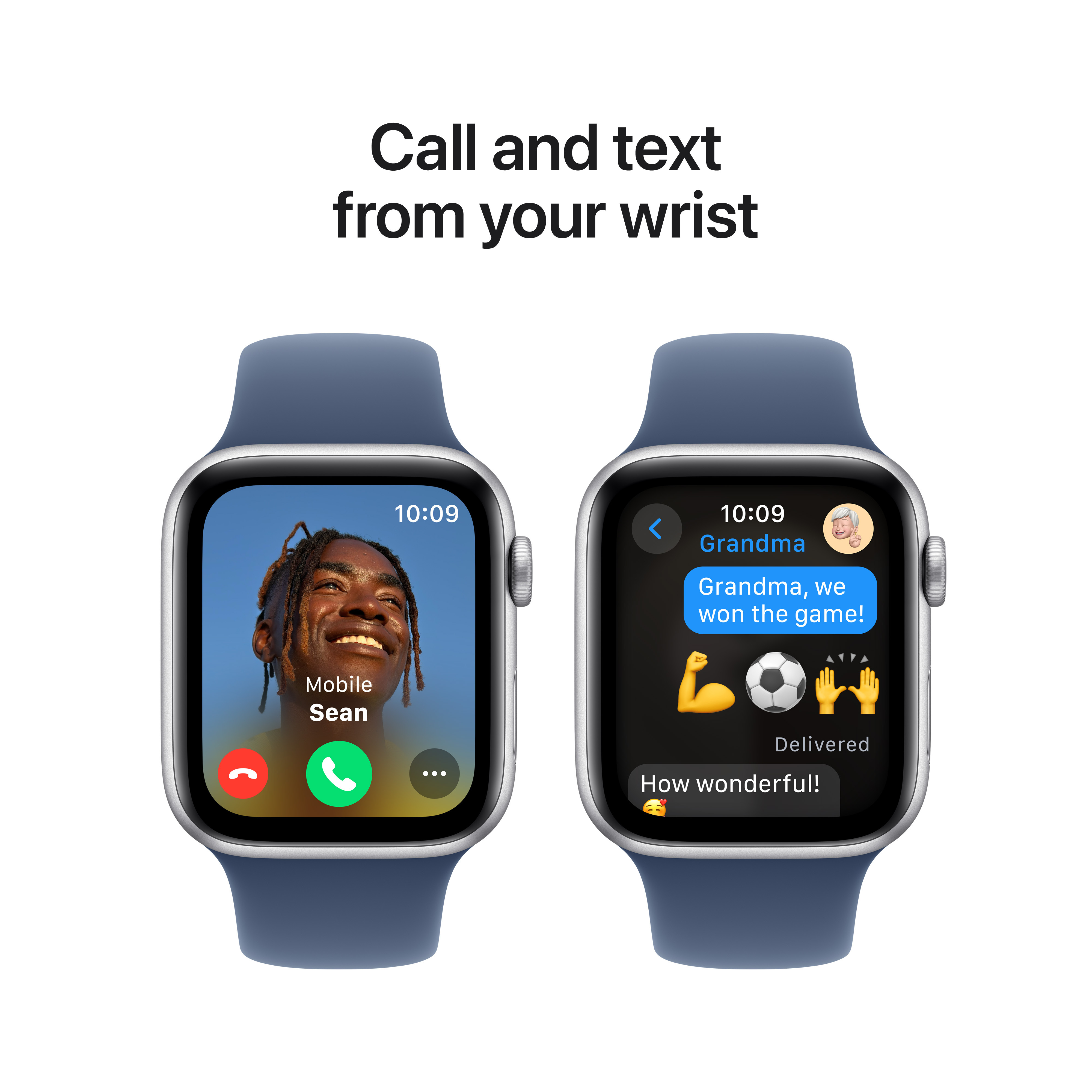 Apple Watch SE (GPS) 44 mm hopea alumiinikuori ja farkunsininen urheiluranneke, M/L (MXER3)