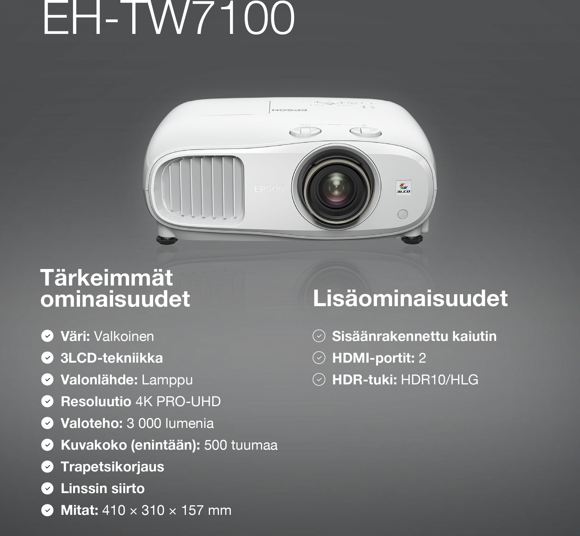 Epson EH-TW7000 4K PRO-UHD -projektori