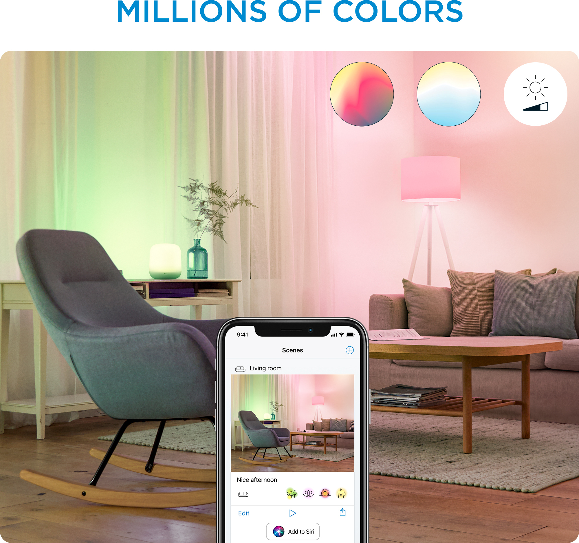 WiZ älylamppu, E27, RGBW - kaikki värit ja valkoisen valon sävyt, Wi-Fi, 806 lm, 2-pack