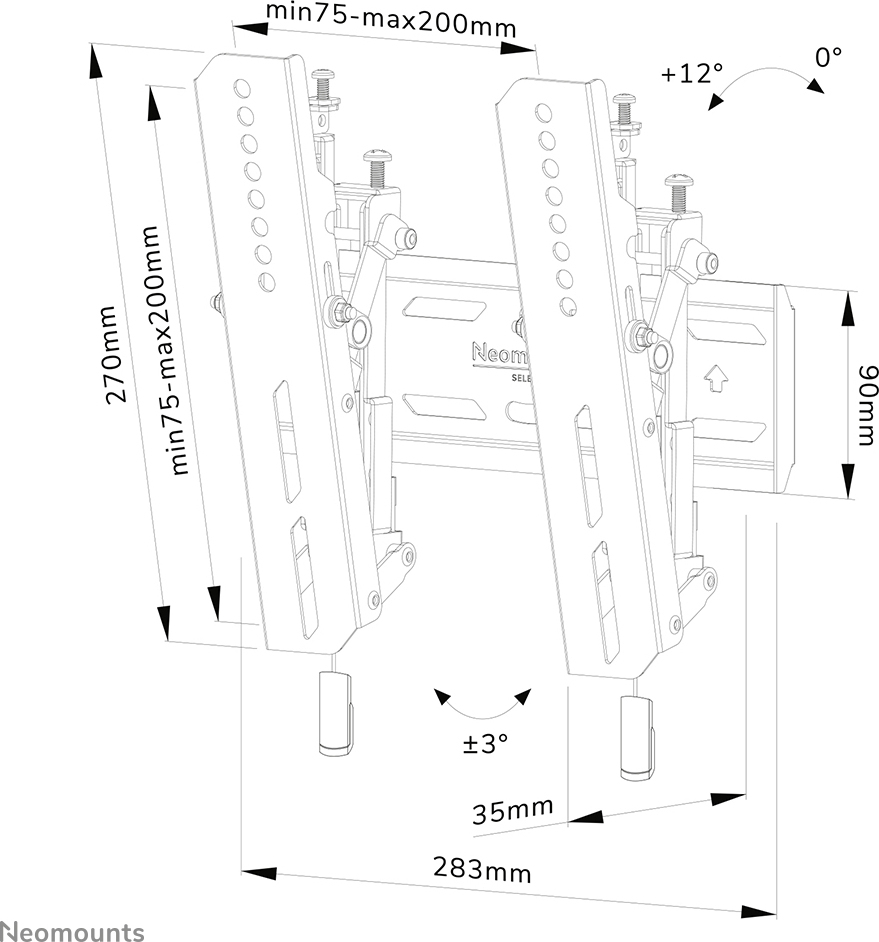 Neomounts by Newstar Select WL35S-850BL12 kallistuva seinäteline 24"-55" näytöille, joiden enimmäispaino on 50 kg