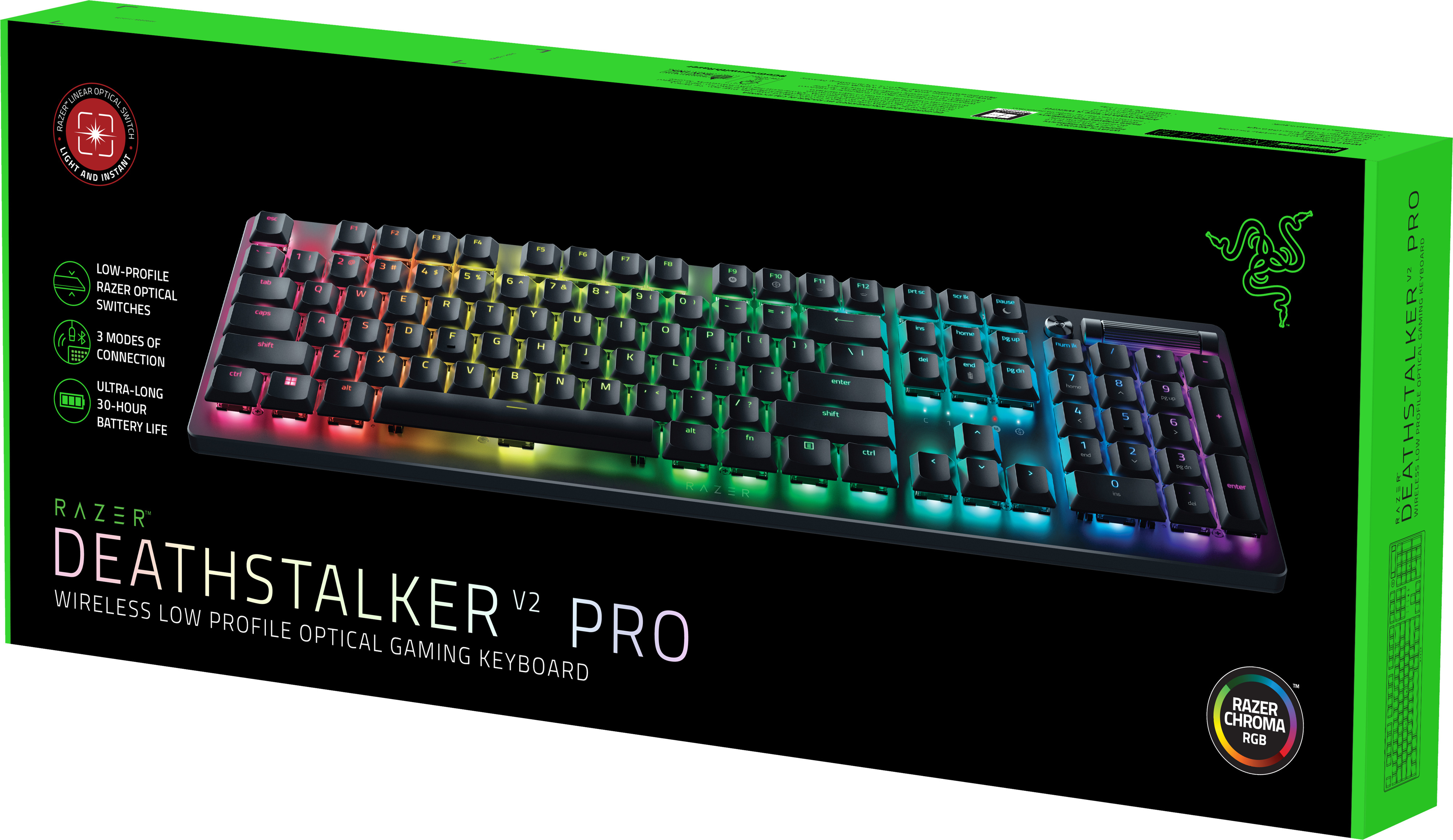 Razer Deathstalker V2 Pro -pelinäppäimistö, punaiset kytkimet