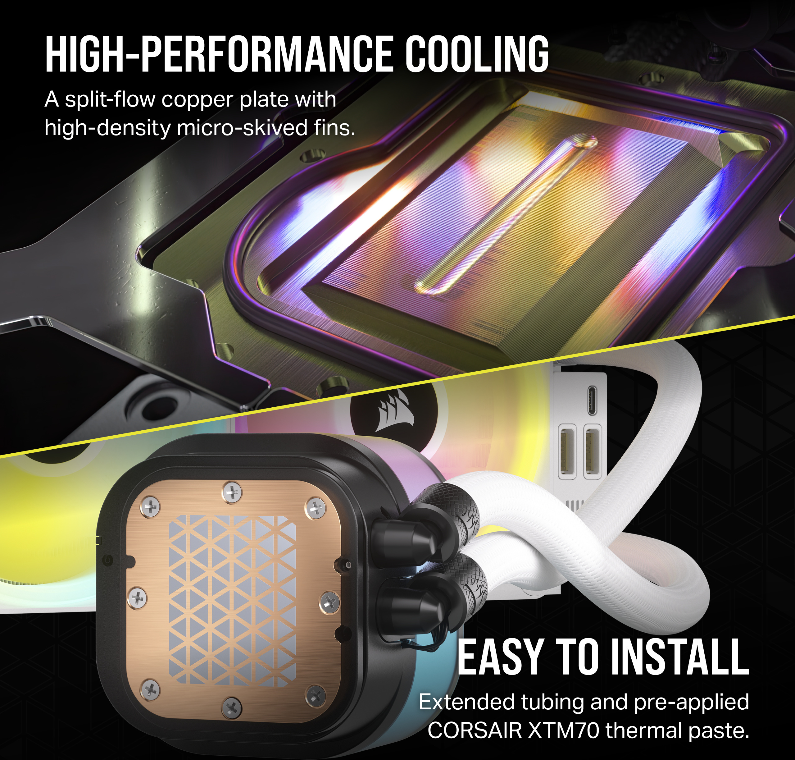 Corsair iCUE LINK H100i RGB -nestejäähdytysjärjestelmä, valkoinen