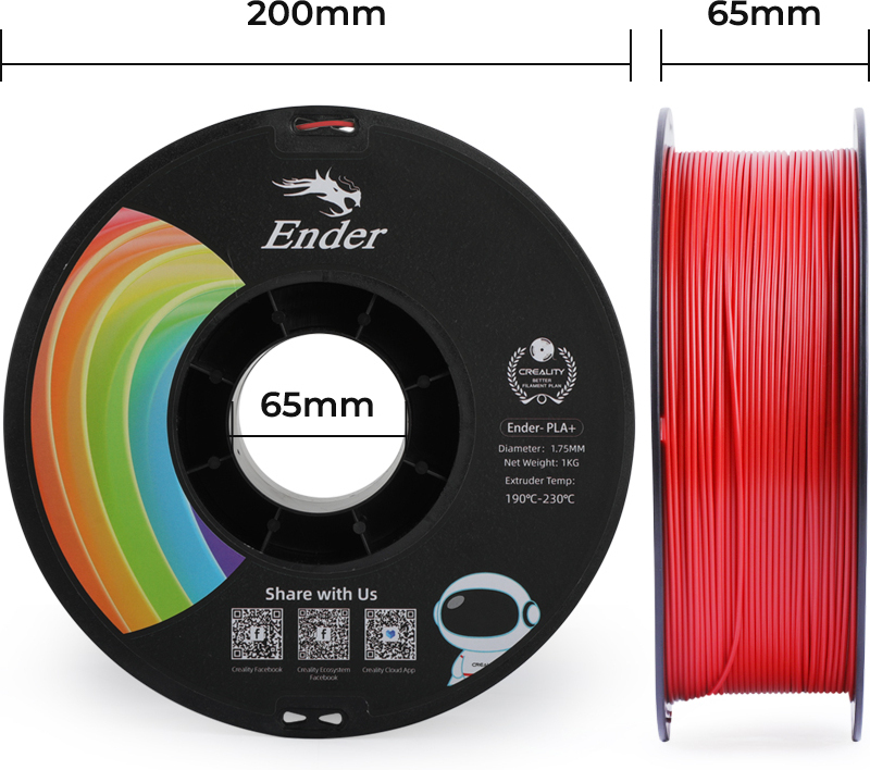 Creality Ender - PLA+ -filamentti 3D -tulostimeen, 1.75 mm, punainen