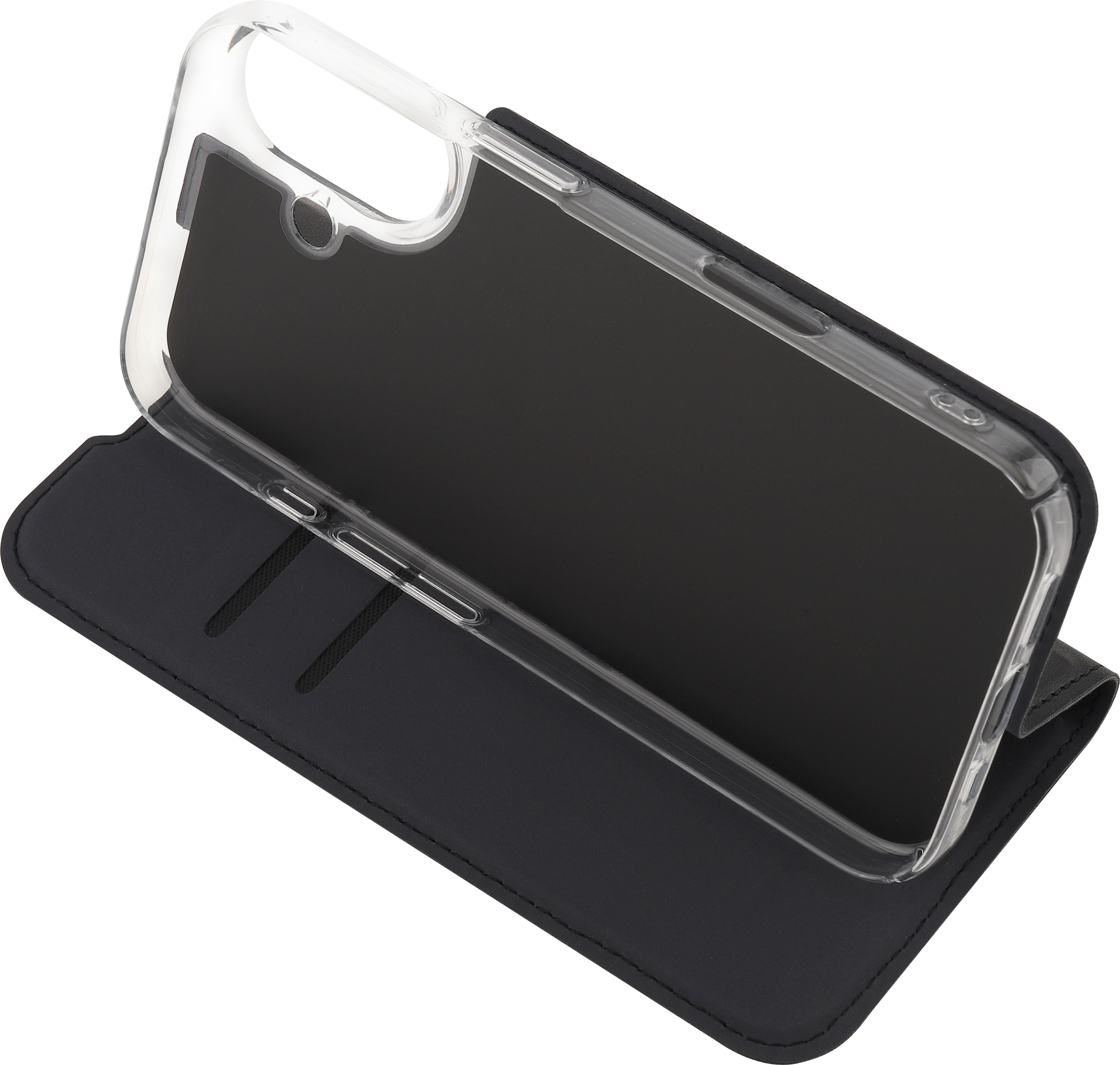 FoneKit BookCase -suojakotelo, iPhone 16, musta