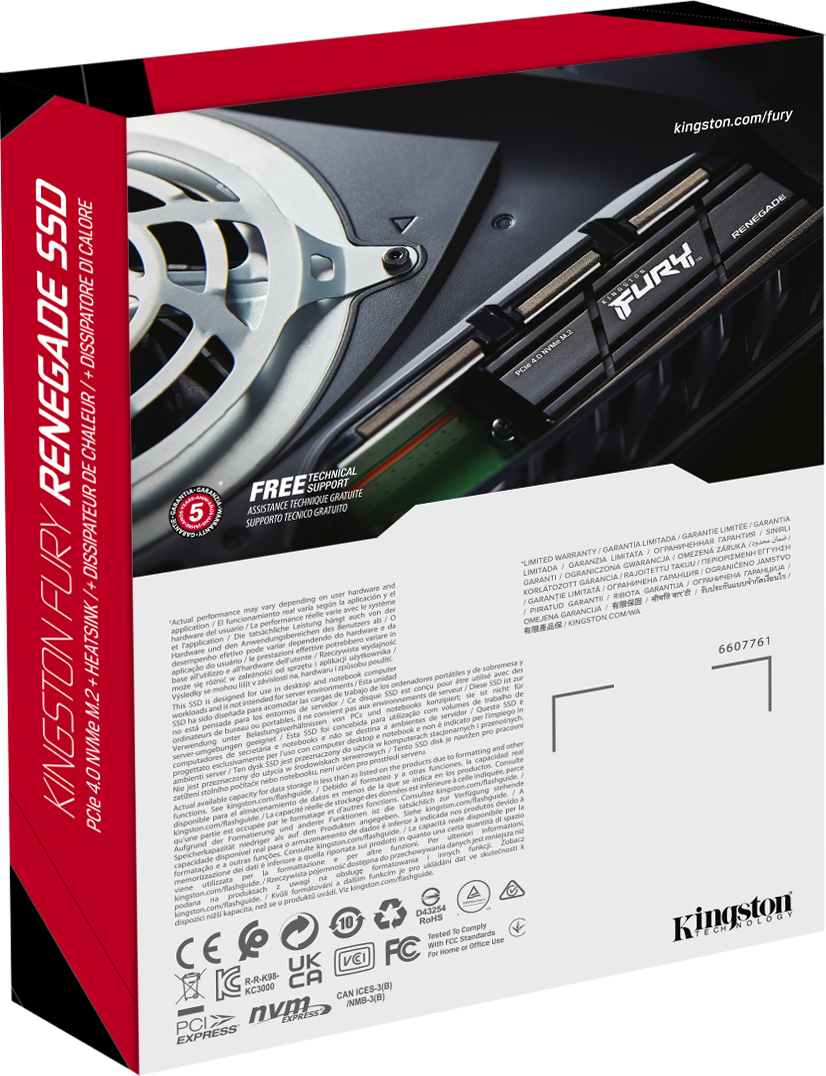 Kingston FURY Renegade 4 Tt M.2 NVMe -SSD-kovalevy jäähdytyselementillä
