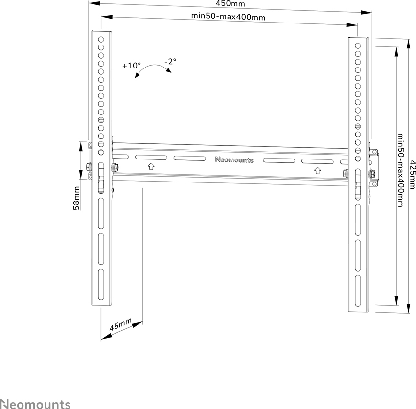 Neomounts by Newstar WL35-350BL14 kallistuva seinäteline 32-65" näytöille - musta