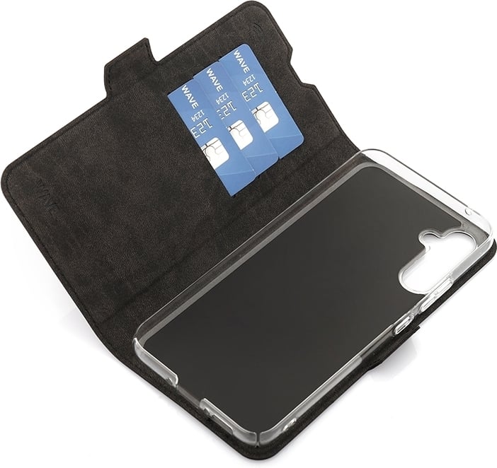 Wave BookCase -suojakotelo, Samsung Galaxy A34 5G, musta