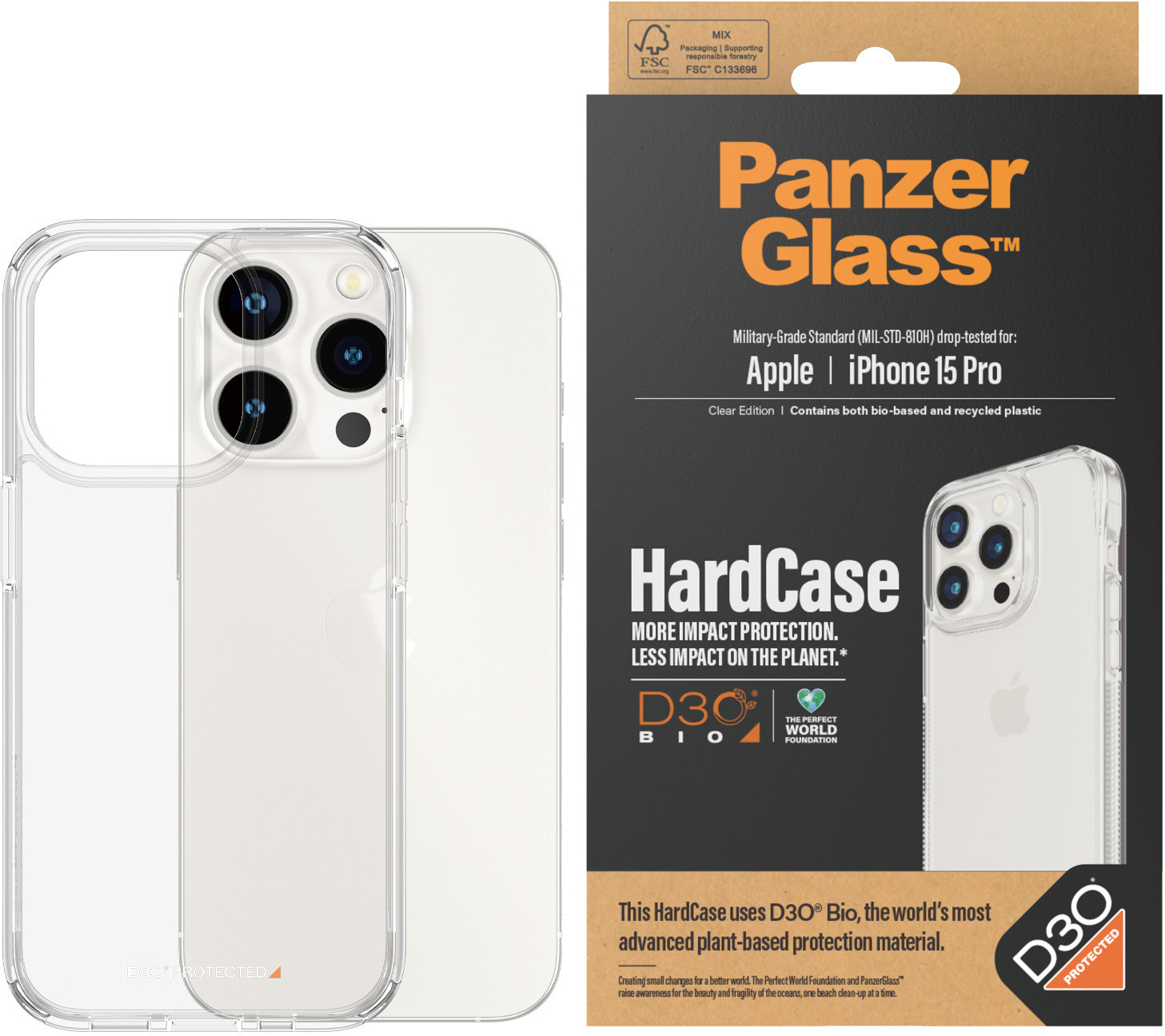 PanzerGlass HardCase with D3O -suojakotelo, iPhone 15