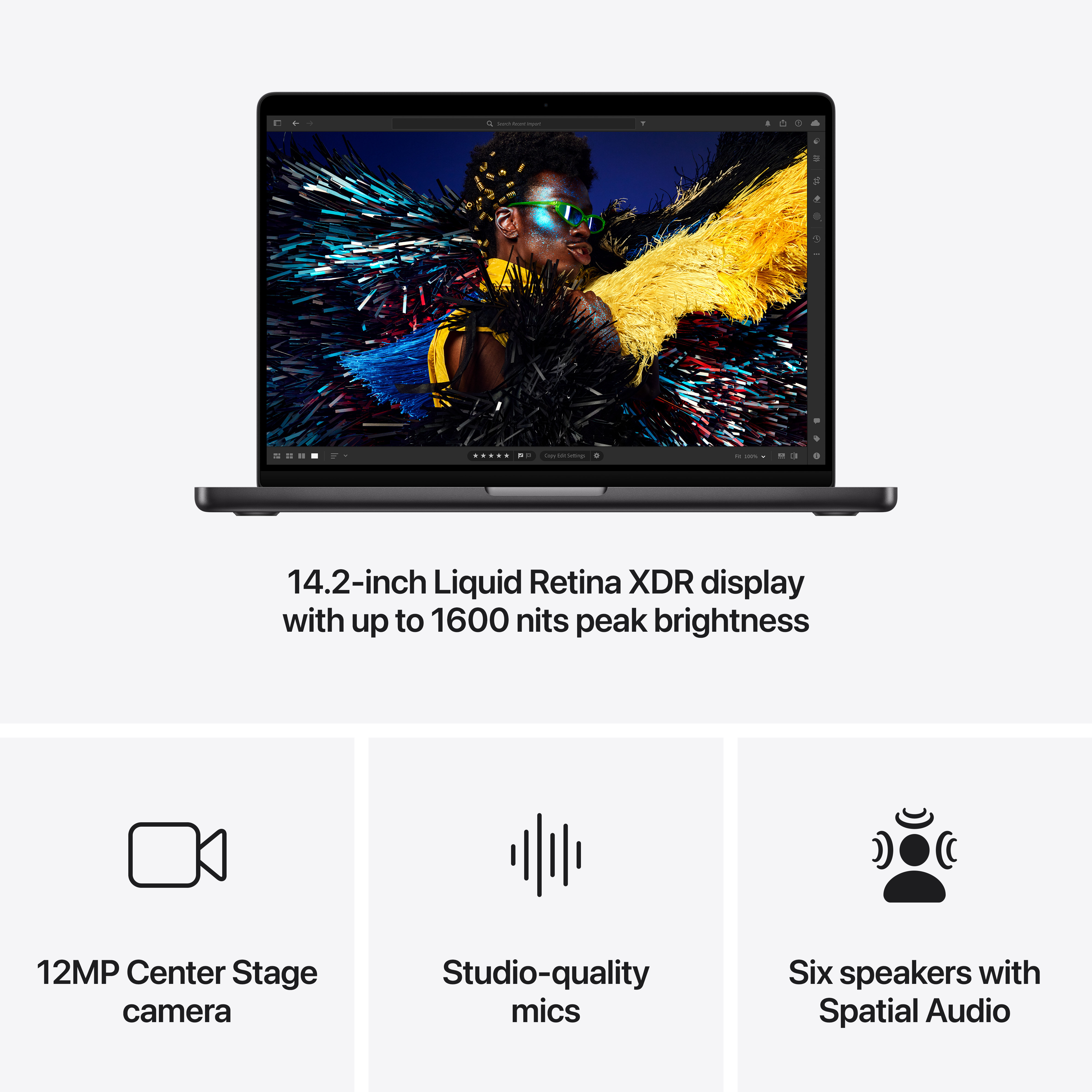 Apple MacBook Pro 14" M4 16 Gt, 1 Tt 2024 -kannettava, tähtimusta (MW2V3)