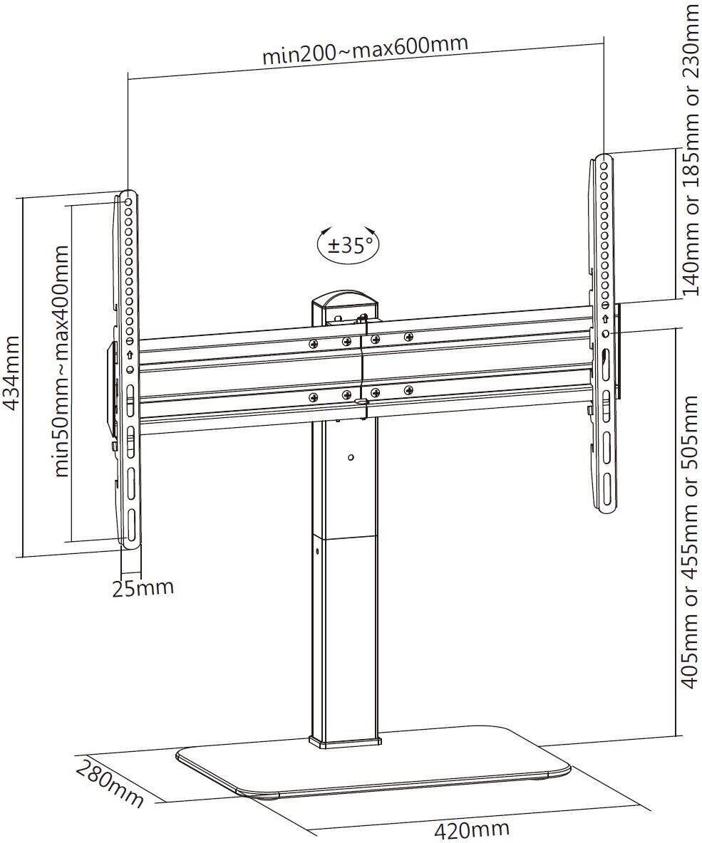 Mozi TS-3 Large 37"-70" -television kääntyvä pöytäjalusta
