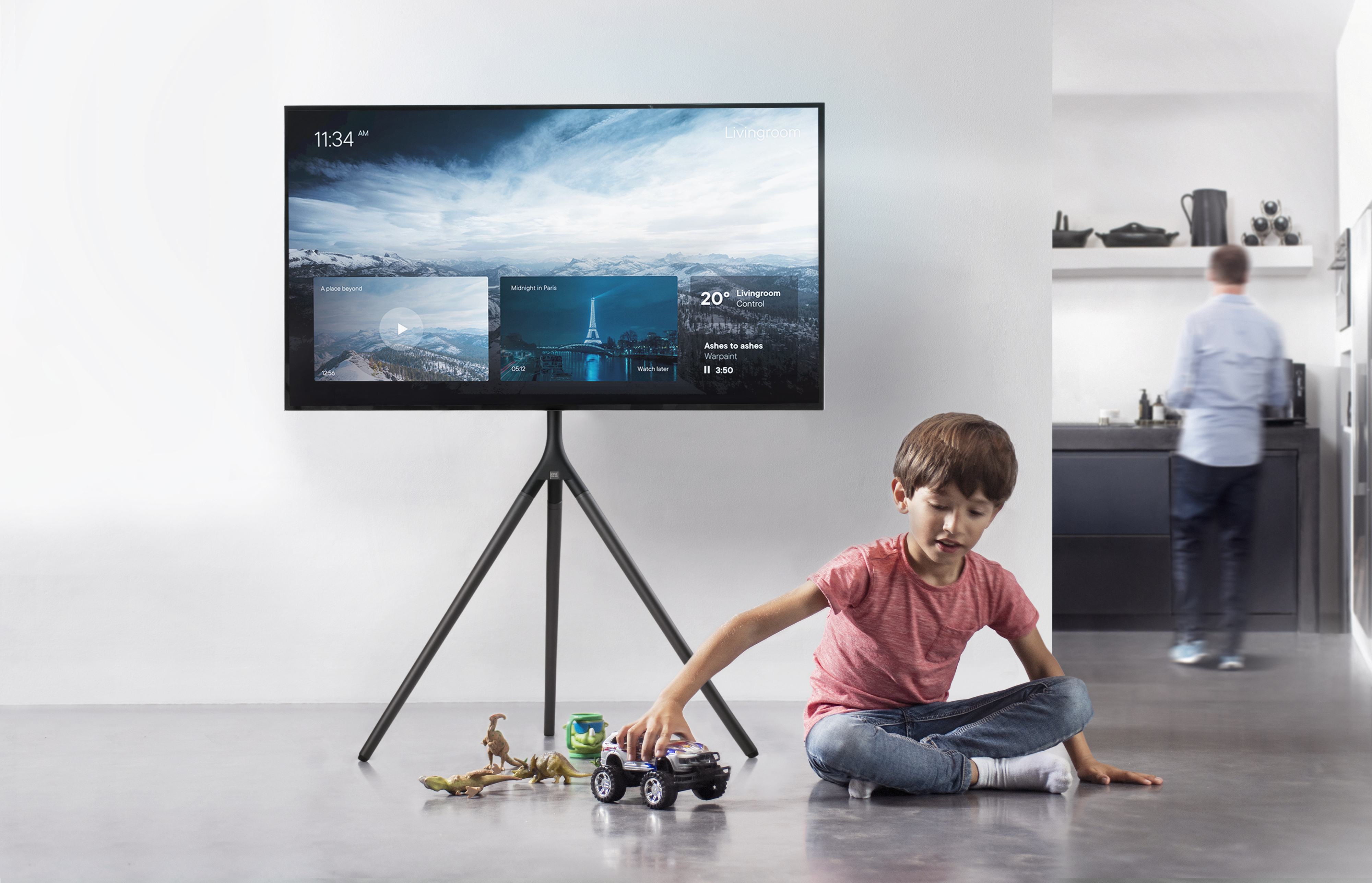 One For All WM7461 -Design lattiajalusta 32-65" televisioille, harmaa metalli