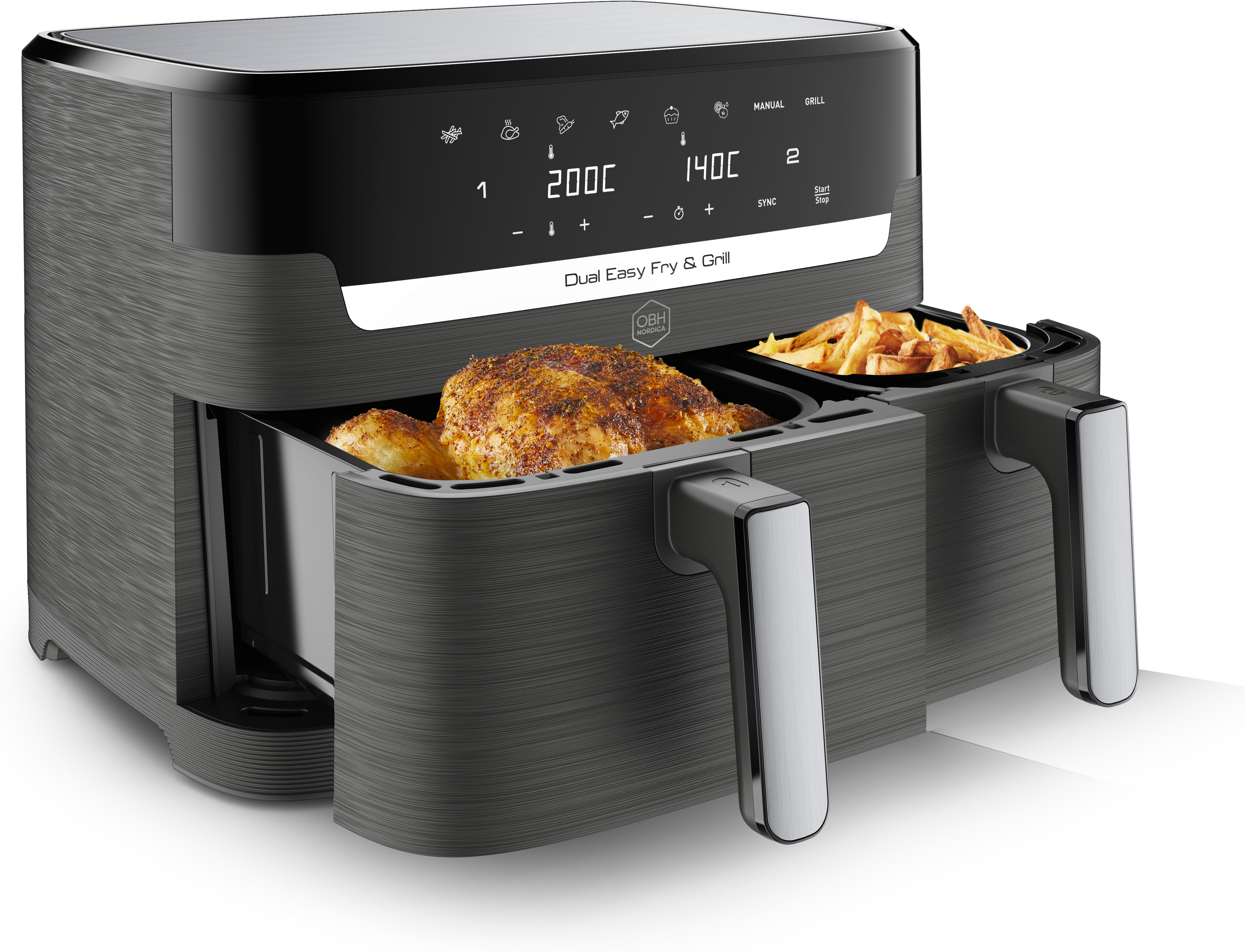 OBH Nordica Dual Easy Fry & Grill -airfryer, 8,3 l