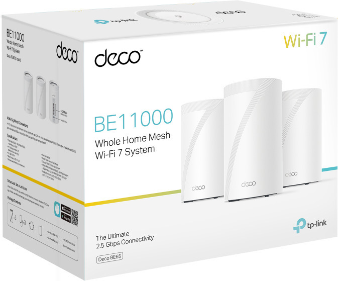 TP-LINK Deco BE65 Tri-Band WiFi 7 -Mesh-järjestelmä, 3-pack