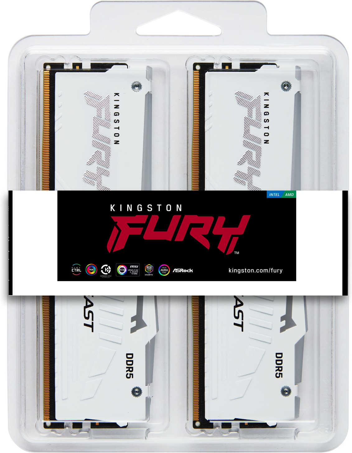 Kingston FURY Beast White DDR5 RGB 6400 MHz CL32 32 Gt -muistimodulipakkaus