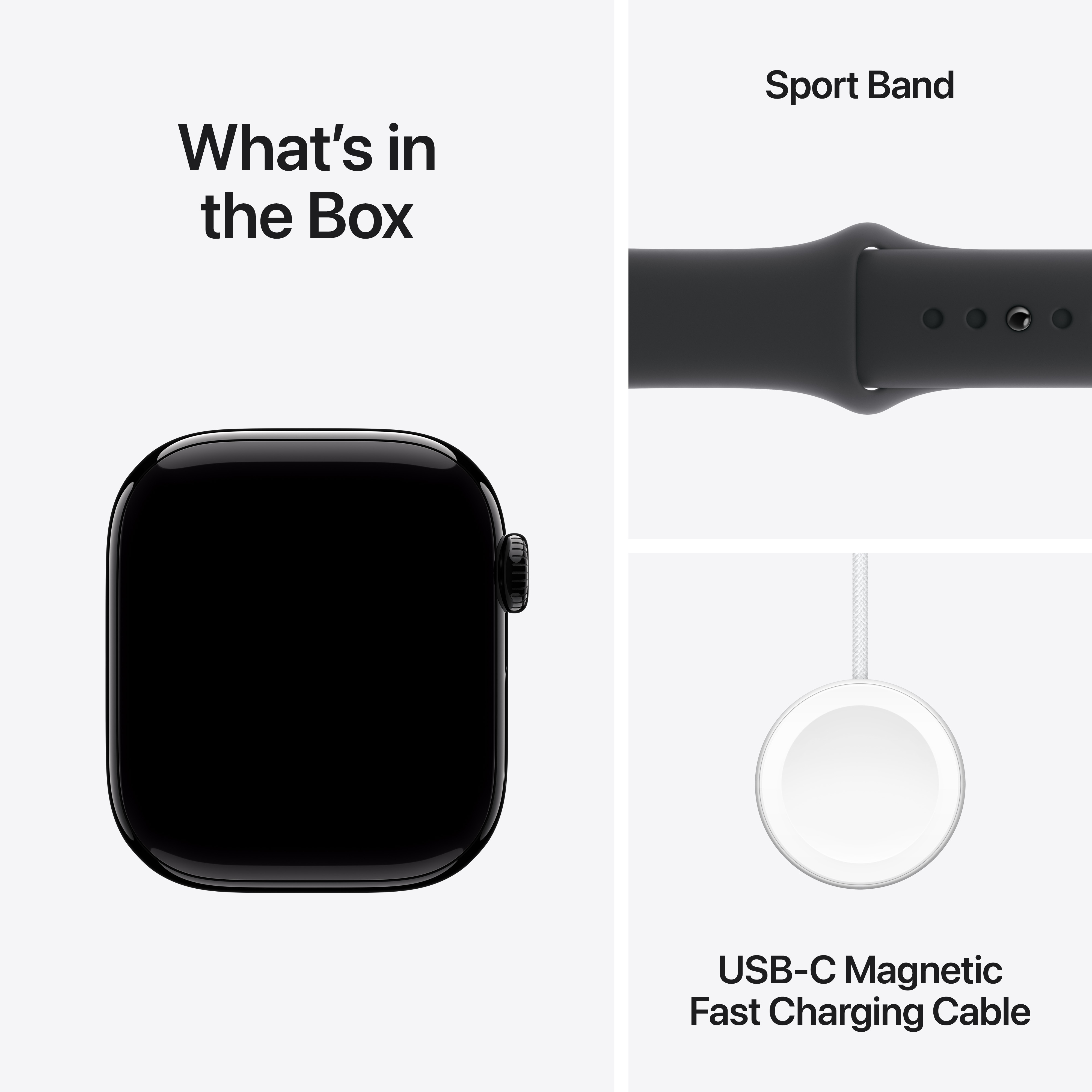 Apple Watch Series 10 (GPS) 42 mm peilimusta alumiinikuori ja musta urheiluranneke, S/M (MWWE3)