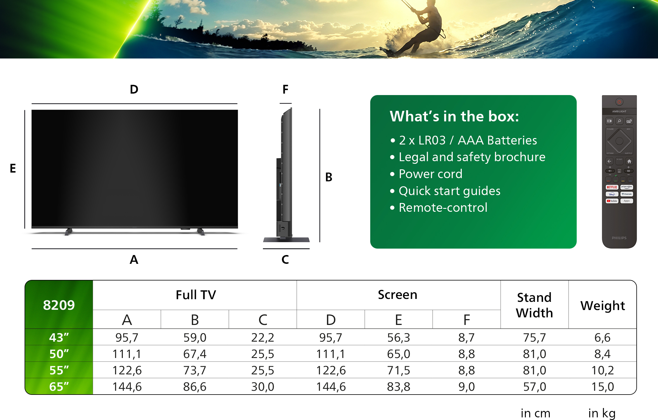 Philips 43" PUS8209 – 4K QLED Ambilight TV