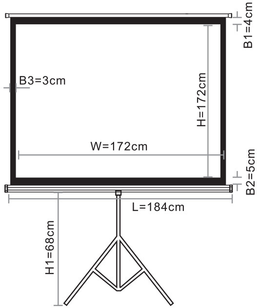 Leinwand Tripod 96" 1:1 -kannettava valkokangas