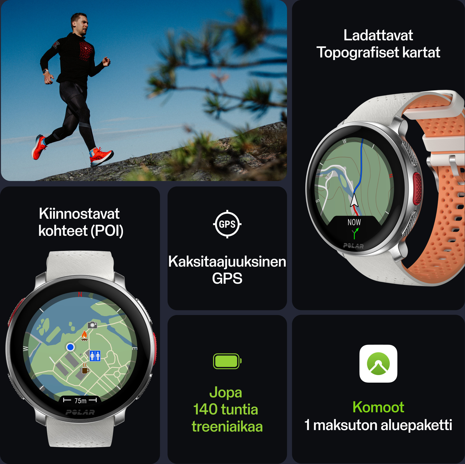 Polar Vantage V3 -premium-urheilukello, sininen
