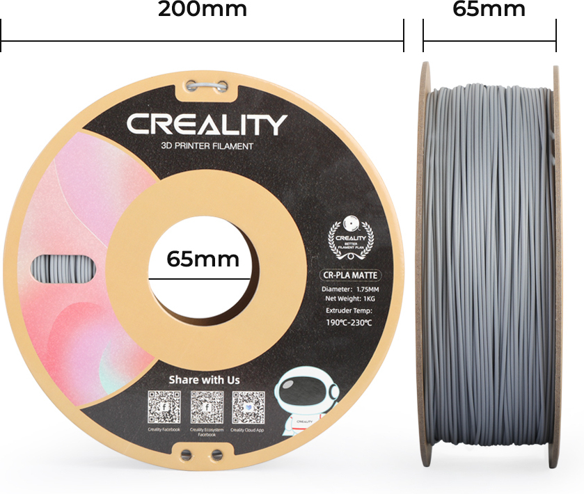 Creality CR-PLA Matte -filamentti 3D-tulostimeen, 1,75 mm, kipsinvalkoinen