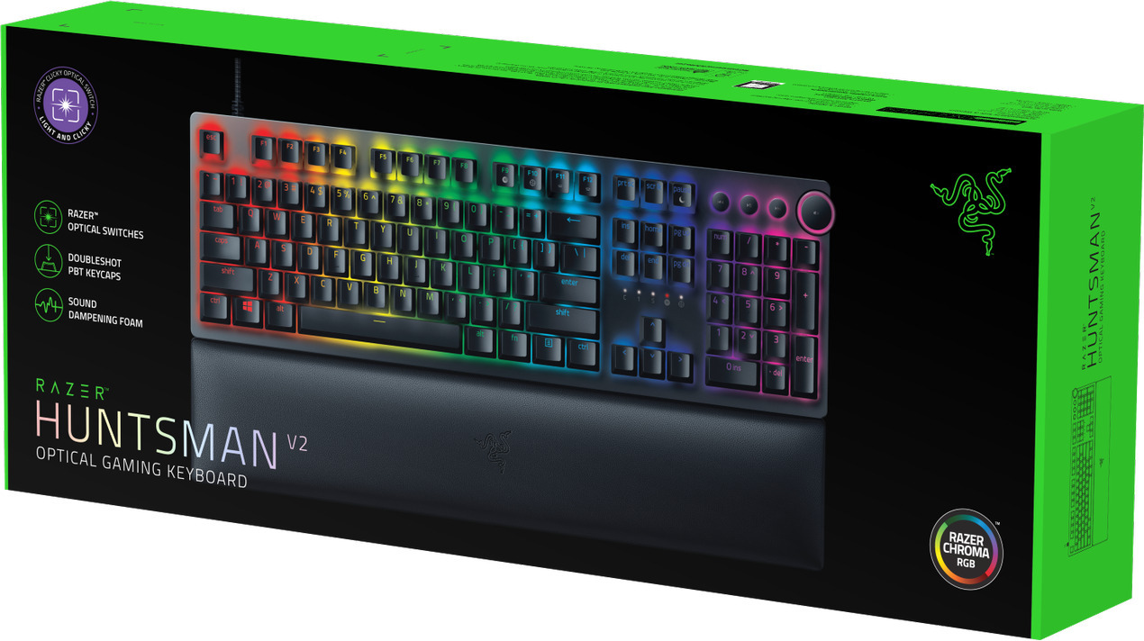 Razer Huntsman V2 -pelinäppäimistö, violetit kytkimet