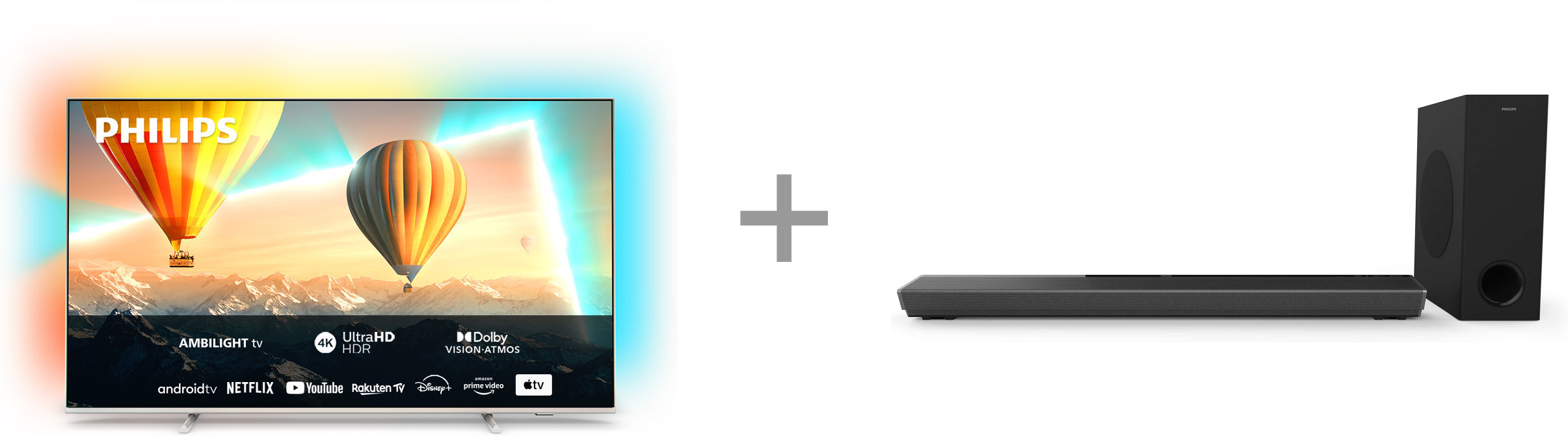 Philips 55PUS8057 55" 4K LED -televisio + TAB8805 3.1 Dolby Atmos ...