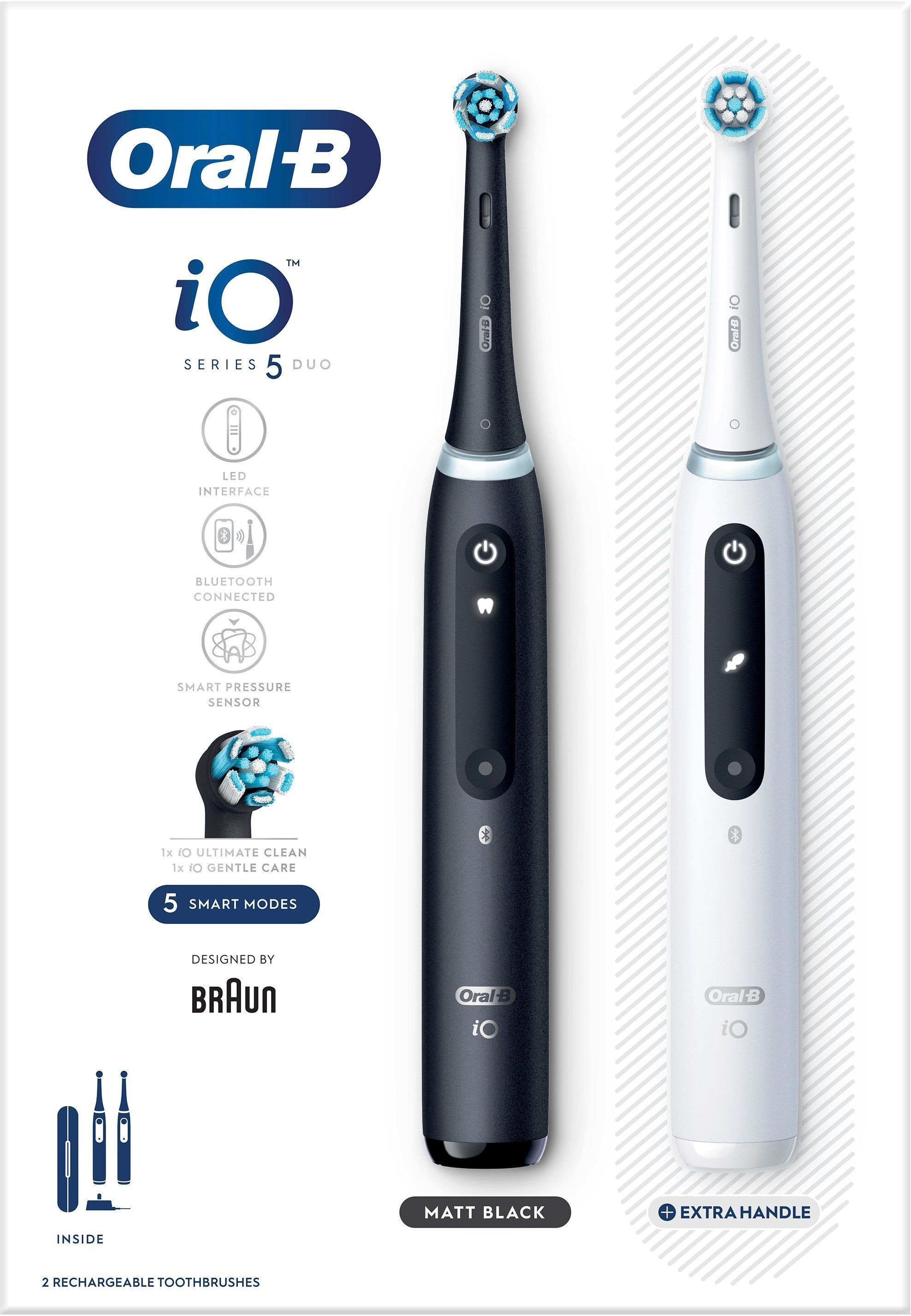 Oral-B iO 4 Black & White -sähköhammasharja, tuplarunko, musta / valkoinen