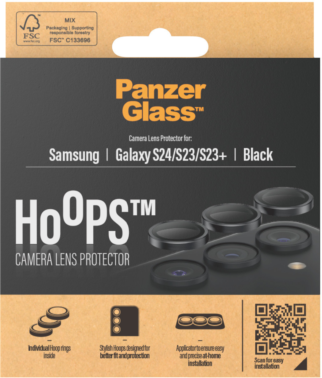 PanzerGlass Hoops -kameran linssinsuoja, Samsung Galaxy S24, musta