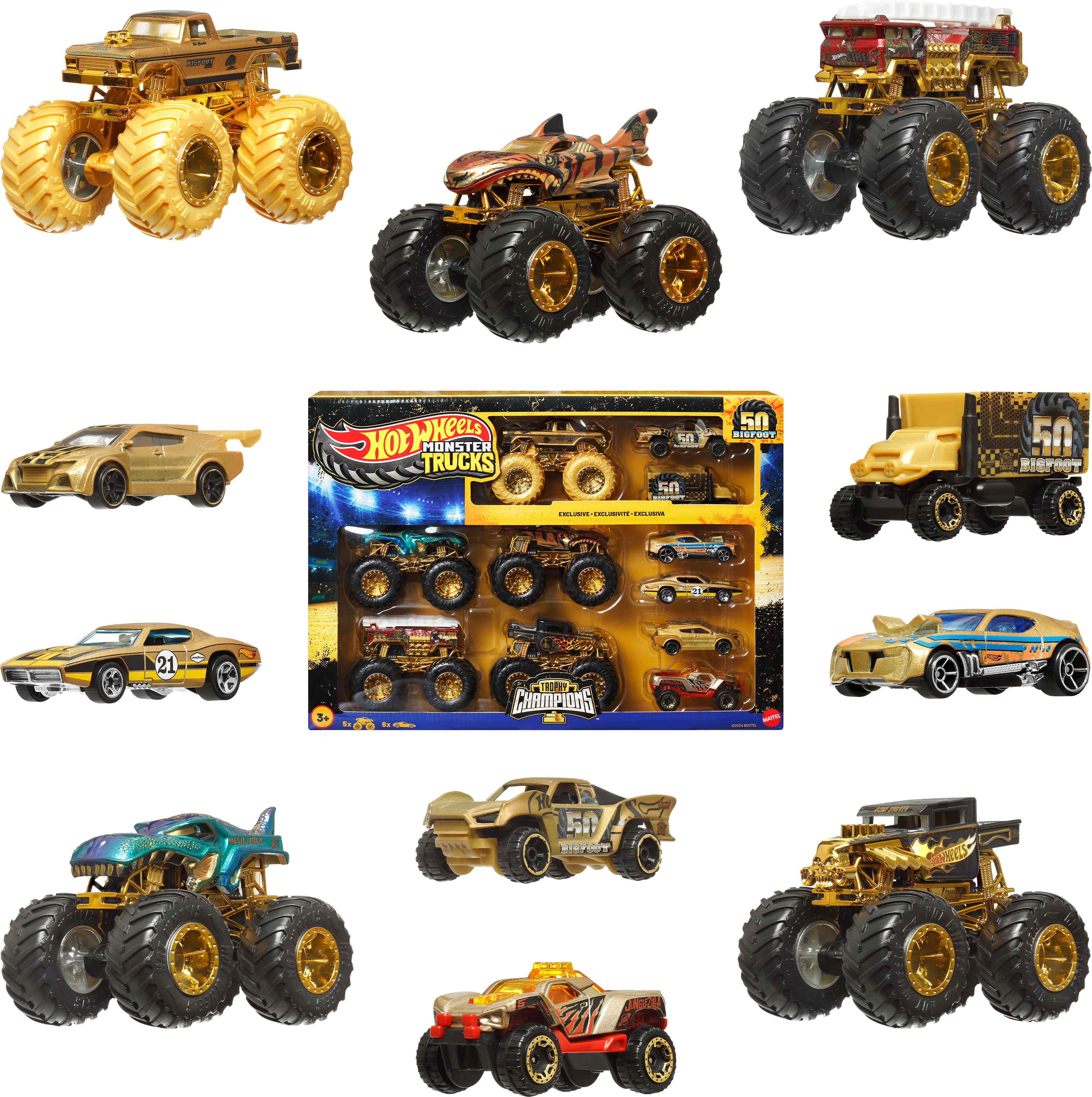 Hot Wheels Monster Trucks Bigfoot Trophy Champions autokokoelma