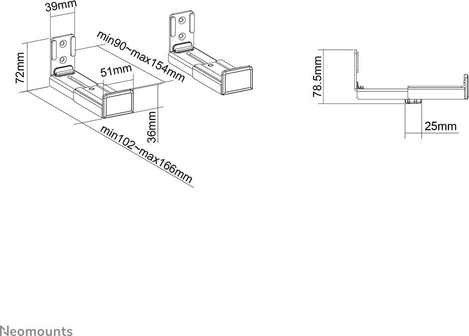 Neomounts by Newstar AWL29-550BL1 yleismallinen soundbar-teline