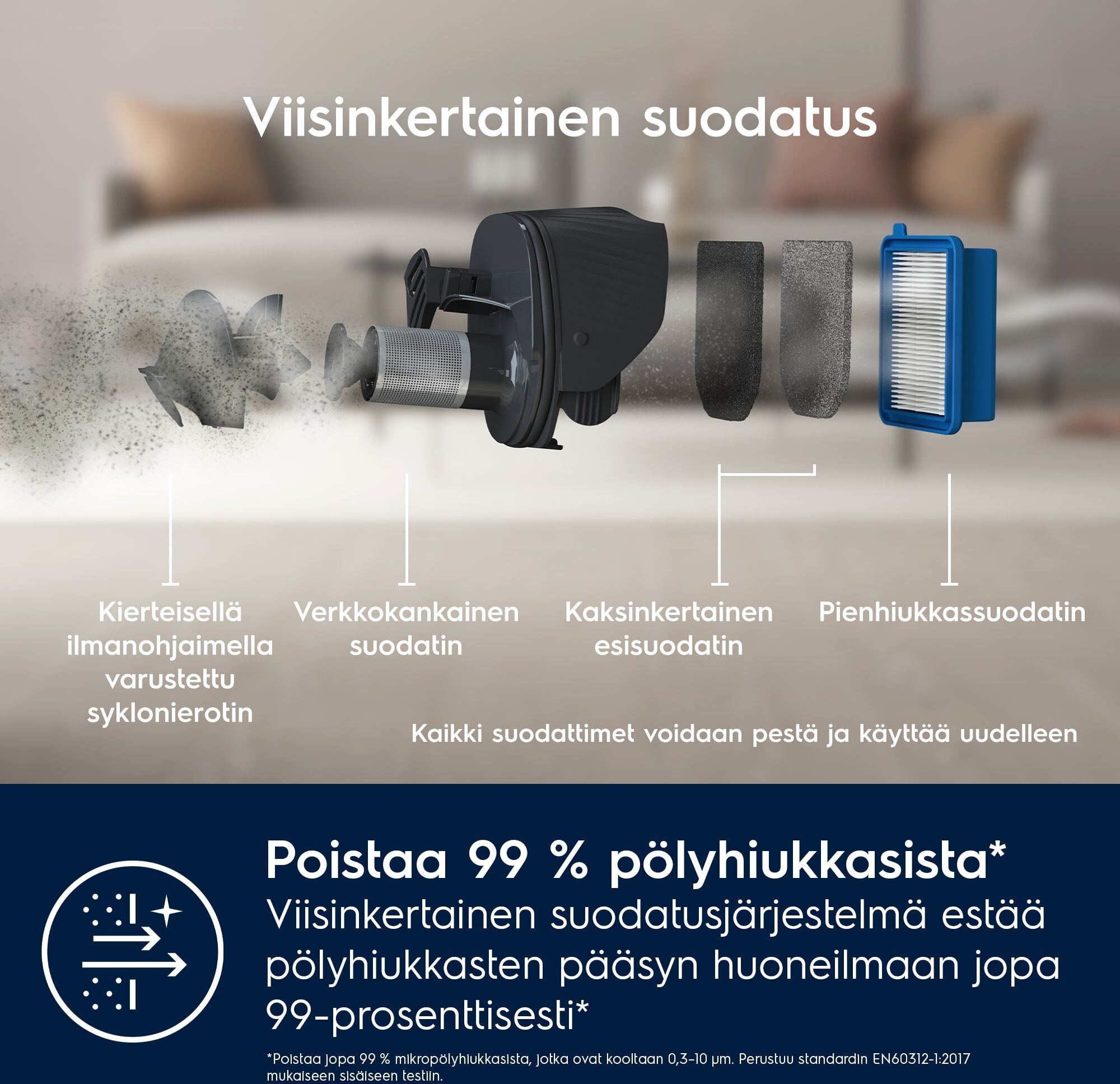 Electrolux Clean 500 ES52CB18UG -varsi-imuri, harmaa