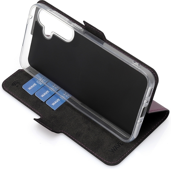 Wave BookCase -suojakuori, Samsung Galaxy A35 5G, Smoky Sangria