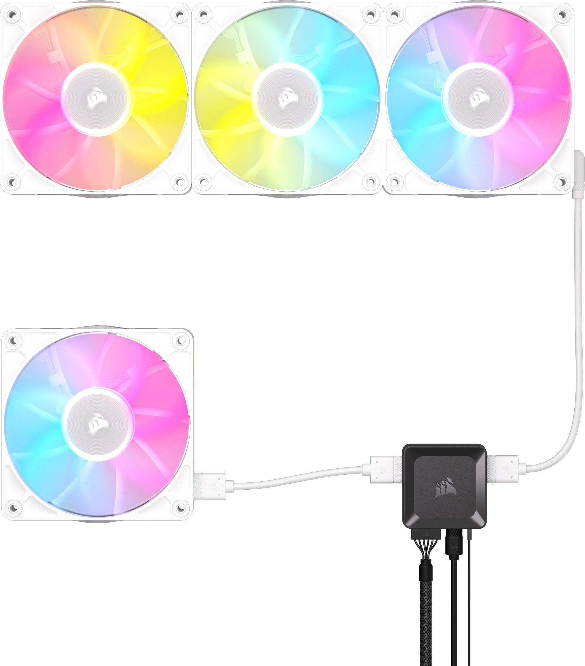 Corsair iCUE LINK RX120 RGB PWM Expansion -tuuletin, valkoinen, 120 mm