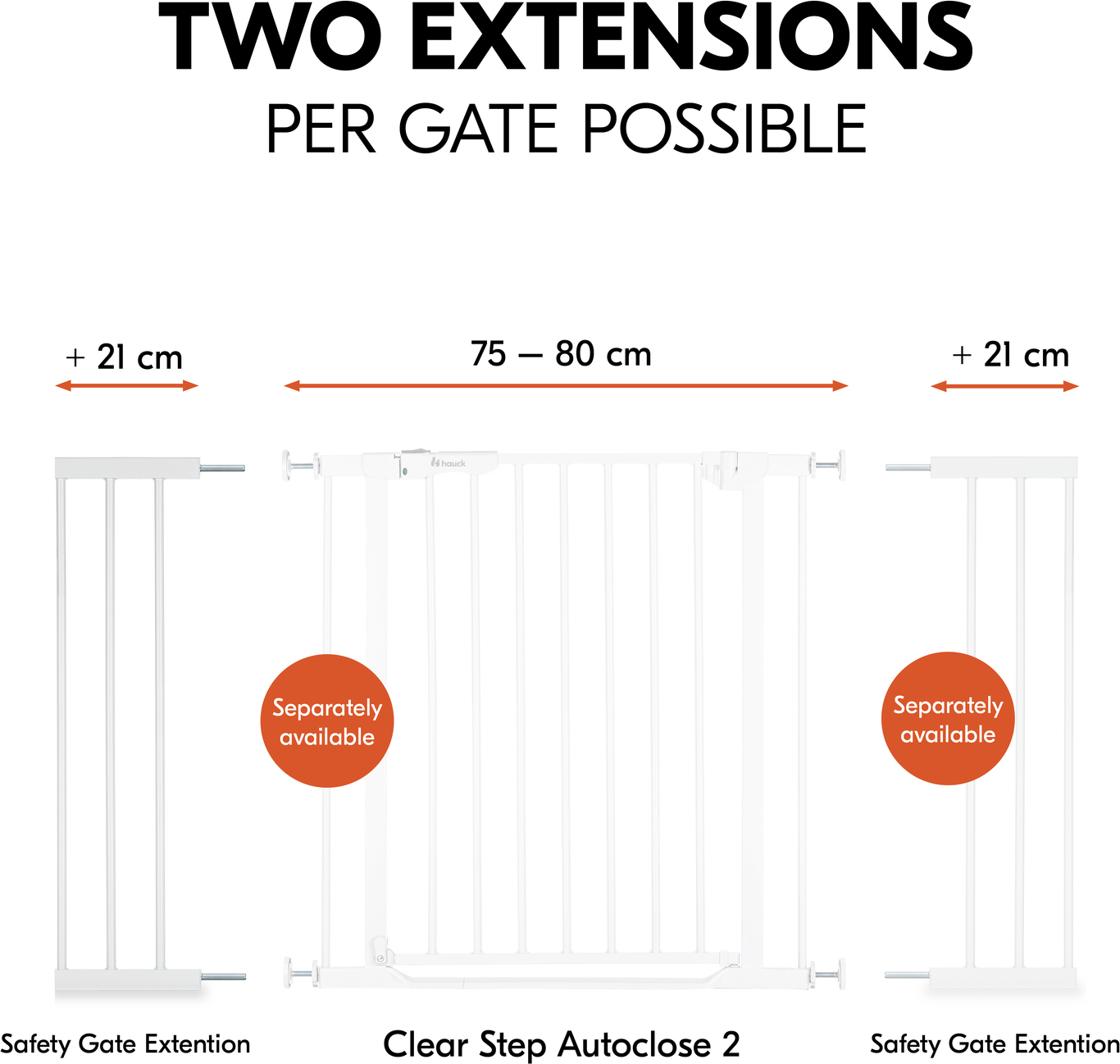 Hauck Safety Gate Extension 21 cm -turvaportin jatkopala, valkoinen