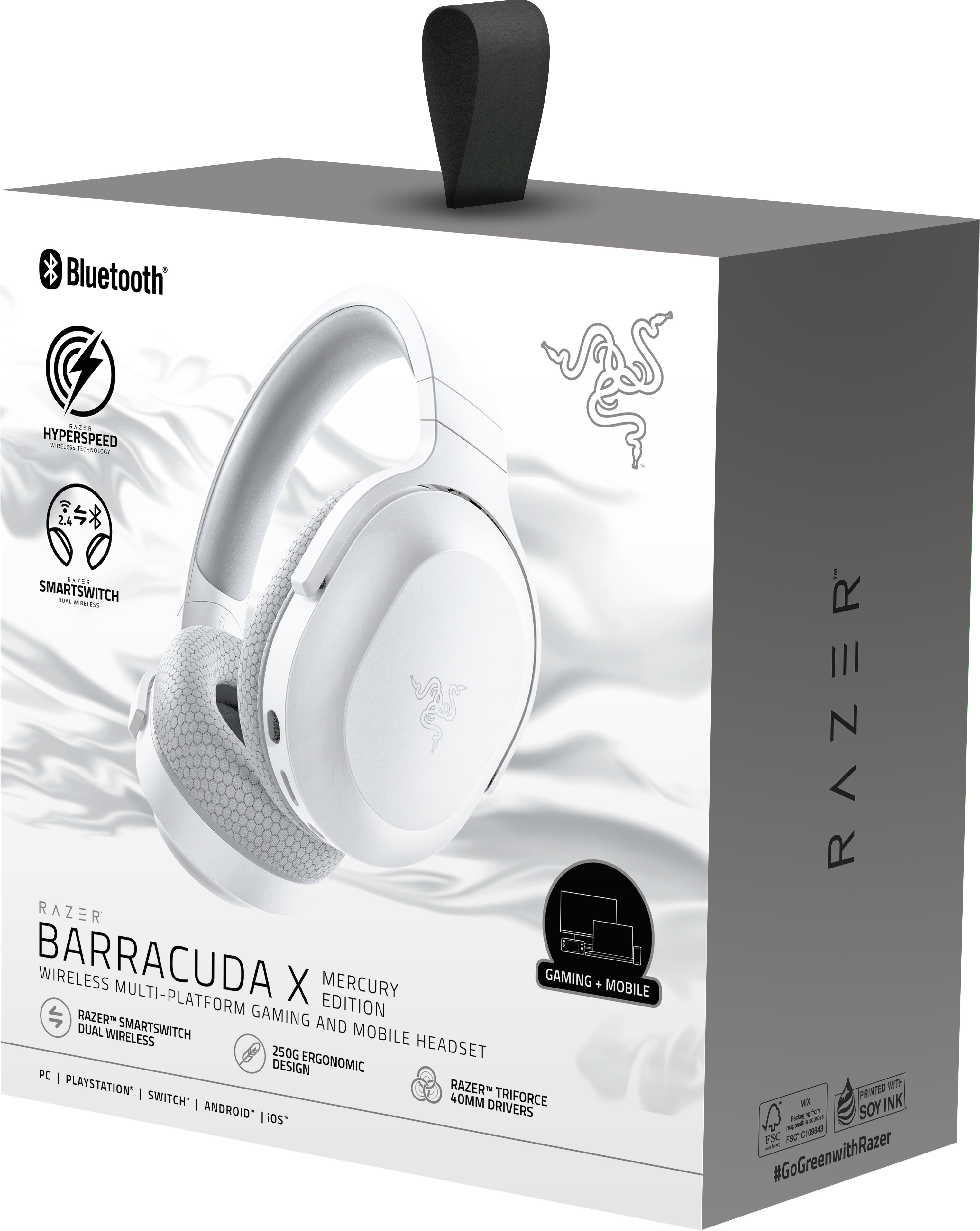 Razer Barracuda X (2022) -pelikuulokkeet, valkoinen