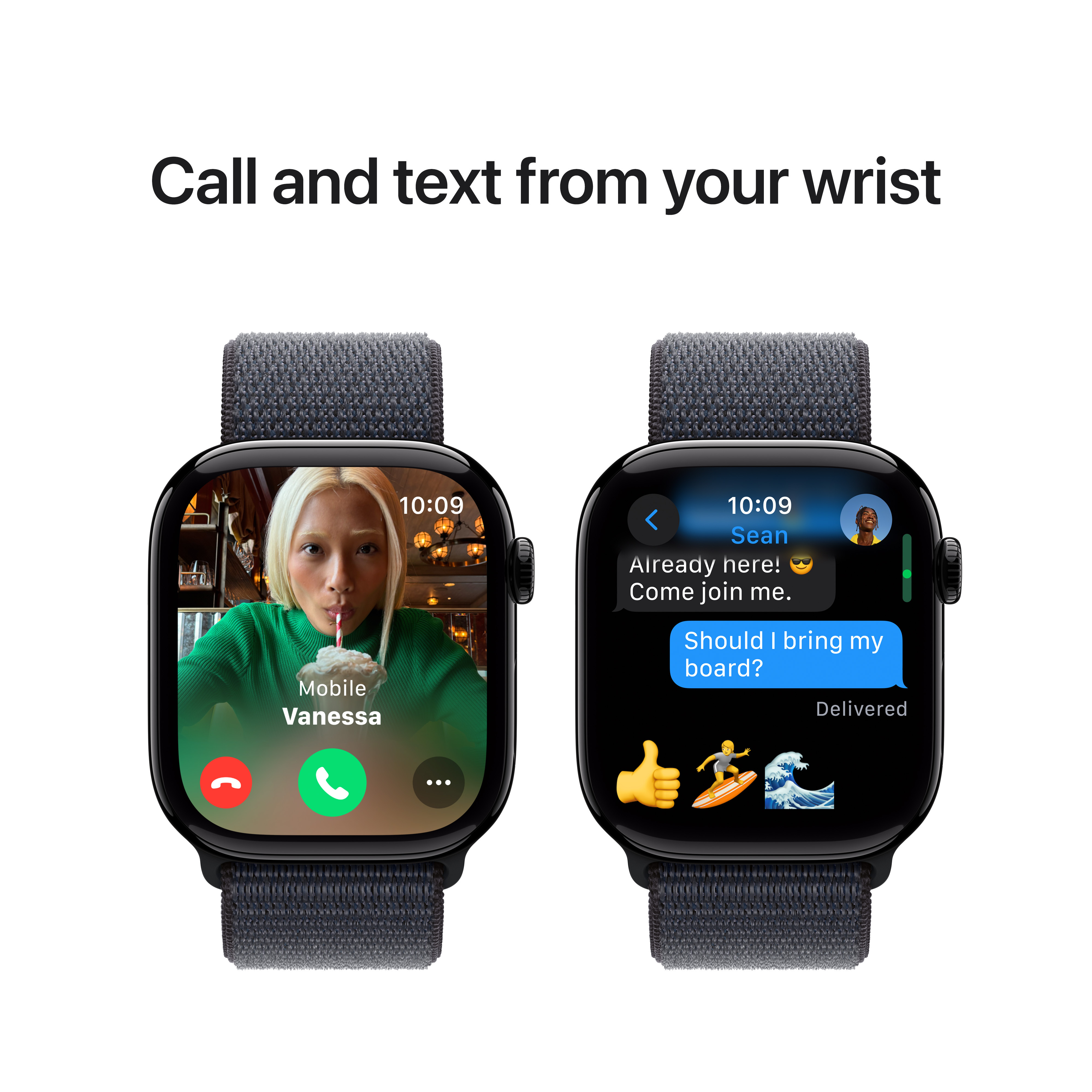 Apple Watch Series 10 (GPS) 46 mm peilimusta alumiinikuori ja musteenvärinen Sport Loop -ranneke (MWWR3)