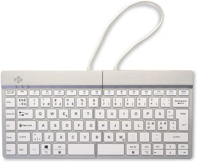 R-Go Split Break -kaksiosainen ergonominen näppäimistö, langaton, valkoinen