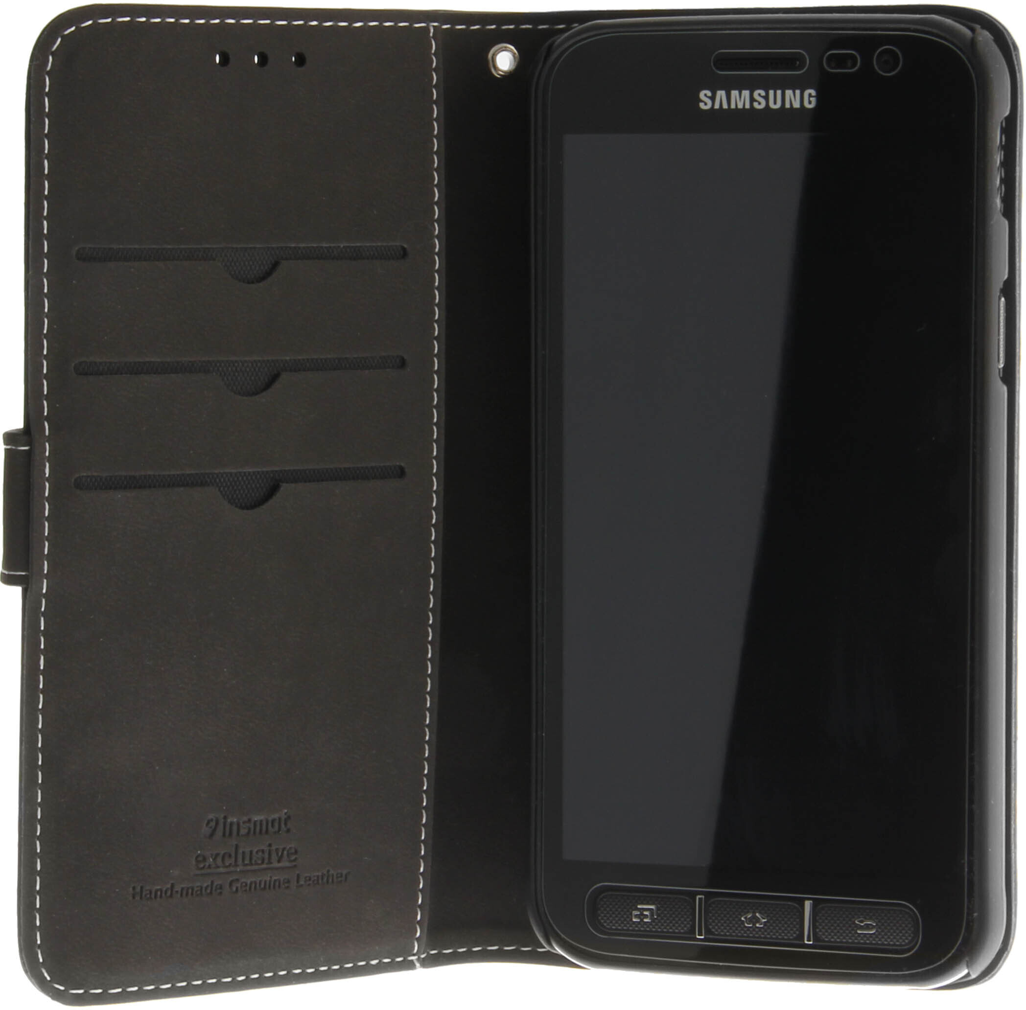 Insmat Exclusive Flip Case -lompakkokotelo, Samsung Galaxy S8, musta