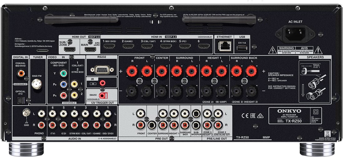 Onkyo TX-RZ50 9.2 AV-viritinvahvistin, musta