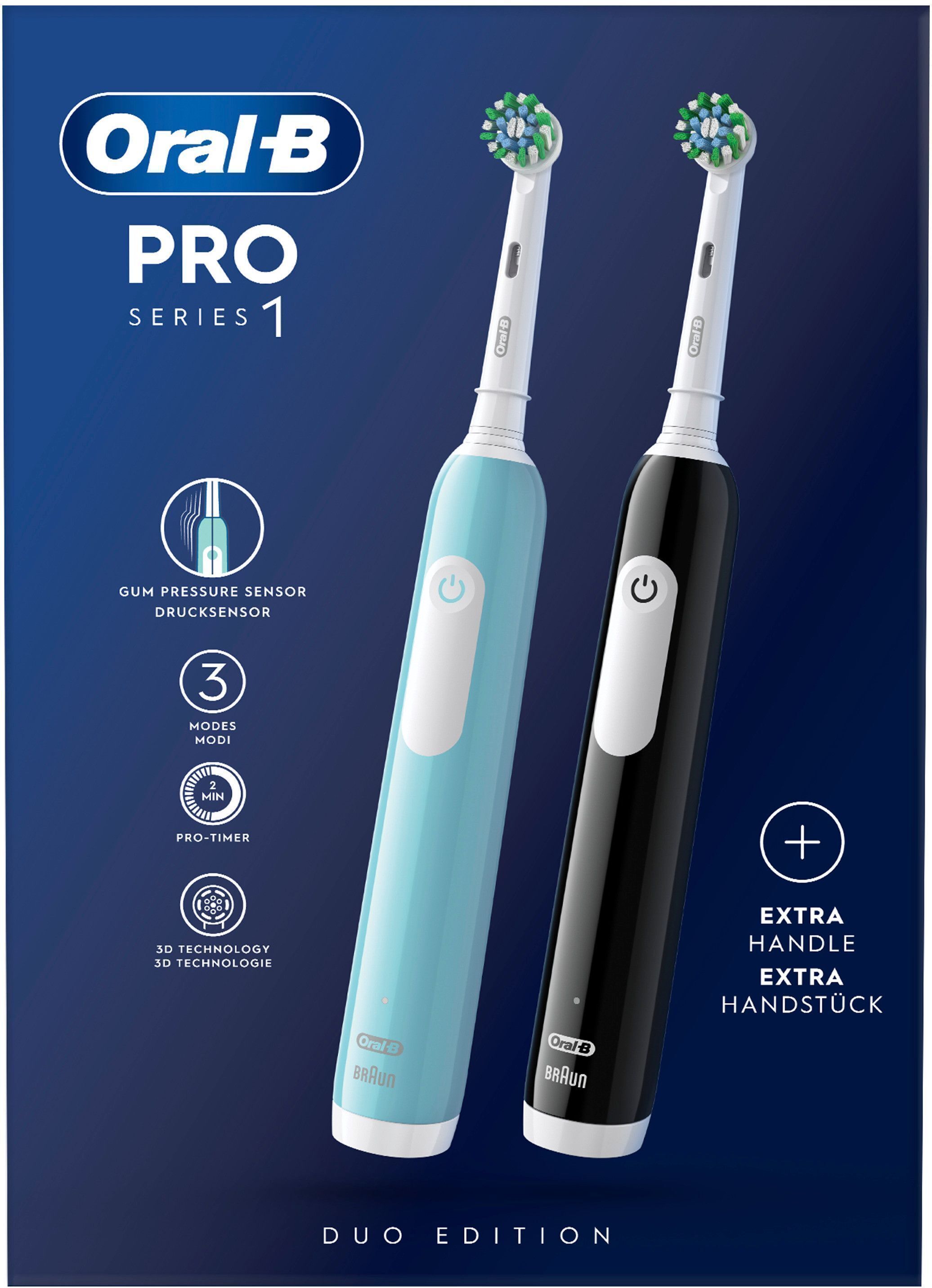Oral-B Pro Series 1 Duo Pack -sähköhammasharja, musta / sininen