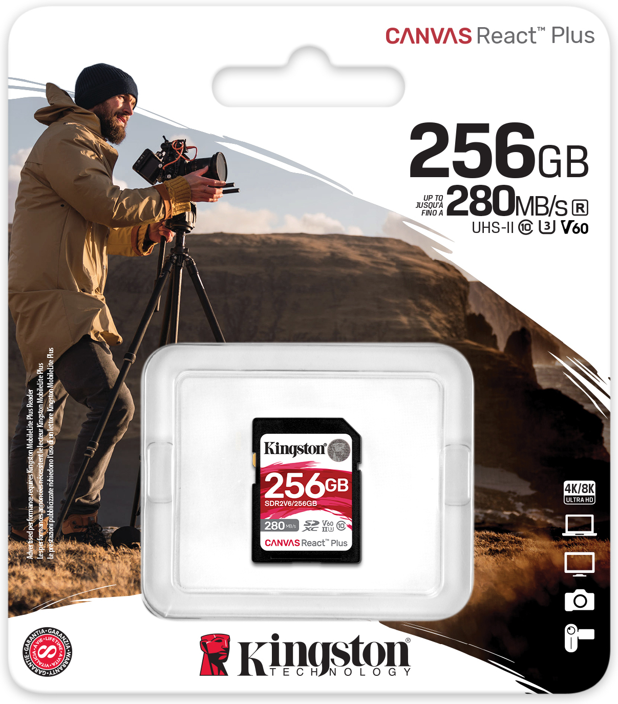 Kingston Canvas React Plus V60 256 Gt UHS-II -SDXC-muistikortti