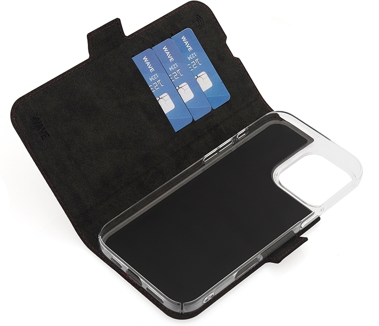 Wave BookCase -suojakotelo, MagSafe-yhteensopiva, Apple iPhone 16 Pro Max, Smoky Sangria