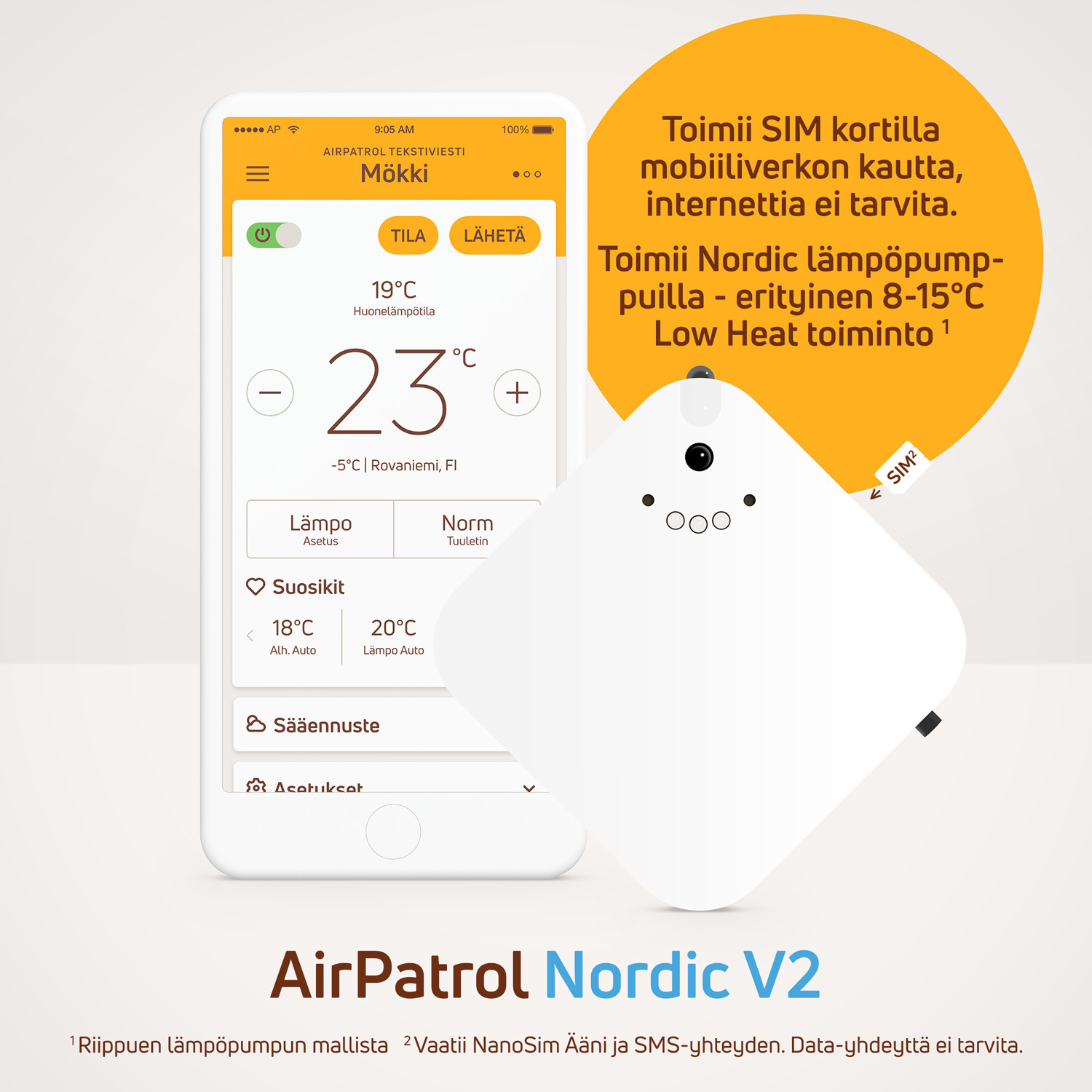 AirPatrol Nordic V2 -ilmalämpöpumpun GSM-ohjain